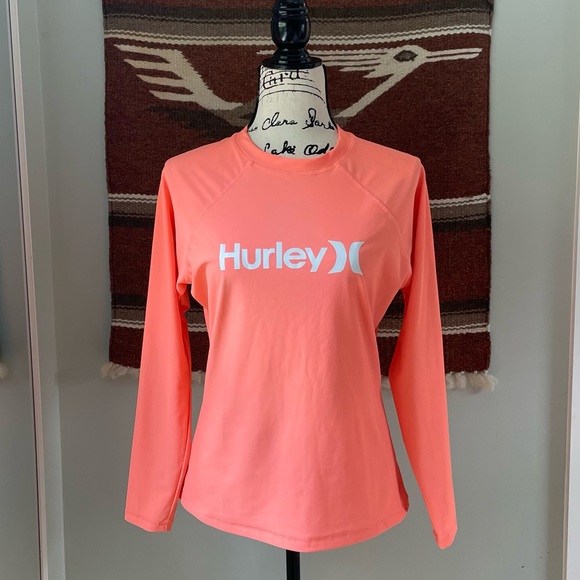 Hurley Other - Hurley One & Only Long Sleeve Rash Guard in Peach